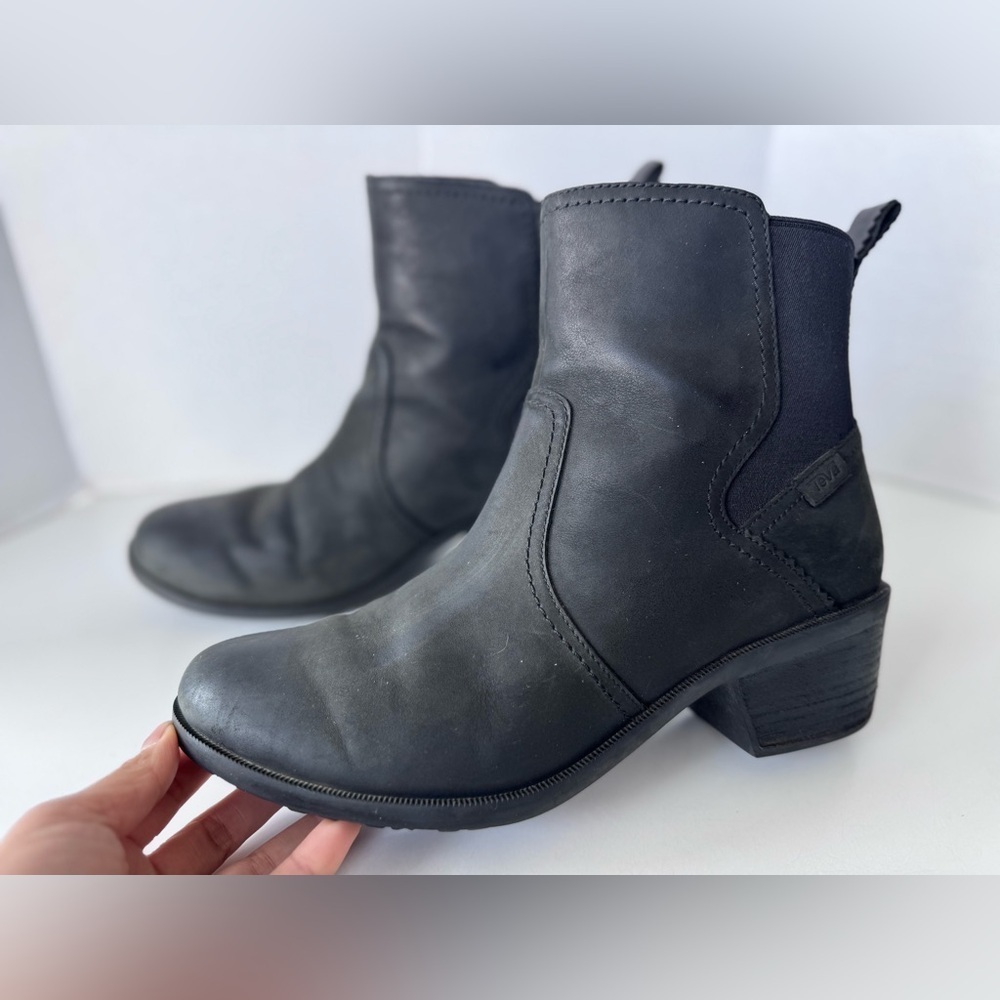TEVA Anaya Black Leather Suede Chelsea Boots Shoes Women’s Size 11 - Picture 6 of 10